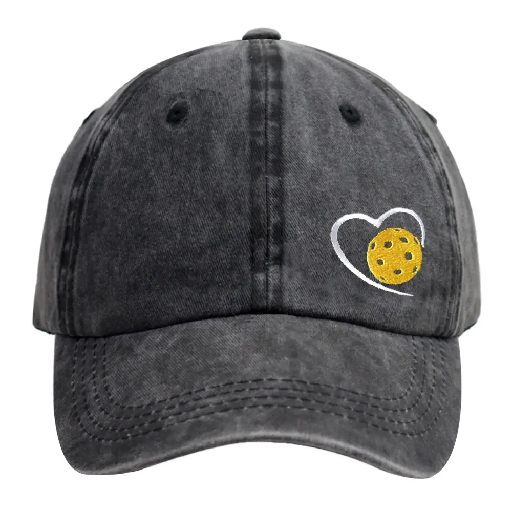 Pickleball Hat for Men & Women with an Embroidered Graphic Heart Logo, Eco-Friendly Adjustable Cap with Ventilated Panels, Fits 21.65-23.22 in, Everyday, Funny Heart Pickleball, Pickleball Exercise Lovers