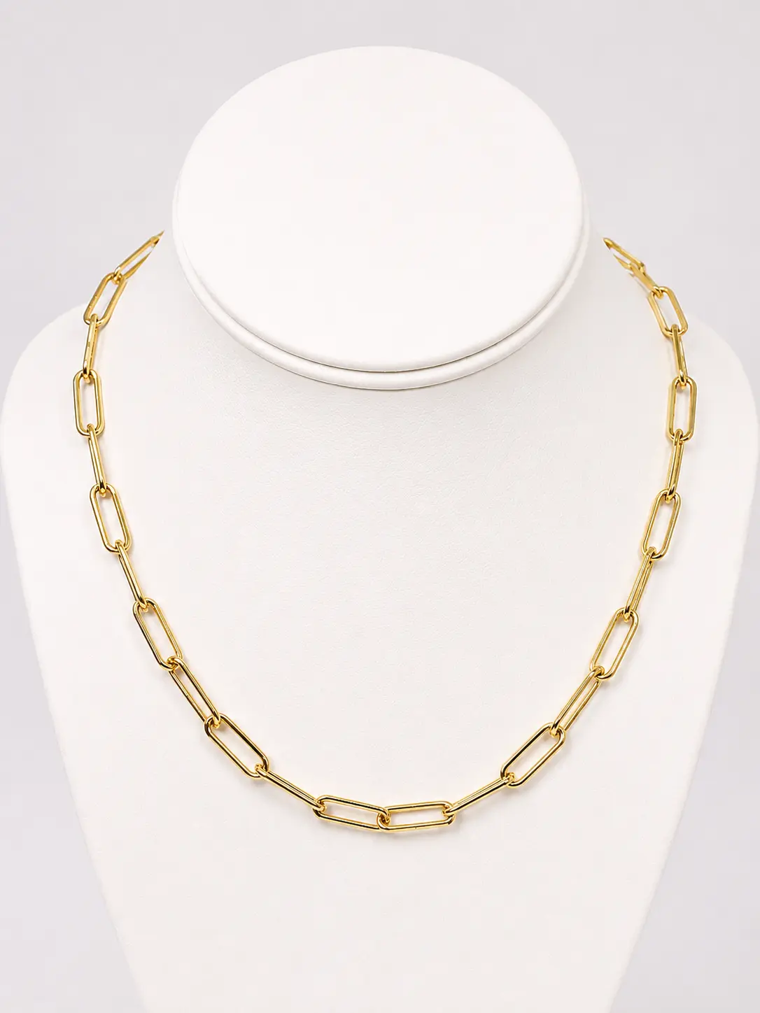 14K Gold-Plated Paperclip Necklace | Adjustable 17"-19" Link Chain Necklace | Minimalist Layering Jewelry