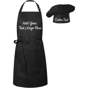 ULICO Personalized Chef Apron Embroidered Name, Custom Aprons for Men Women, Personalized Apron Hat Cooking Baking Gifts Long String Floral Waterproof Aprons with Pockets Flower cross strap Floral Adjustable Kitchen Aprons mens  hacks