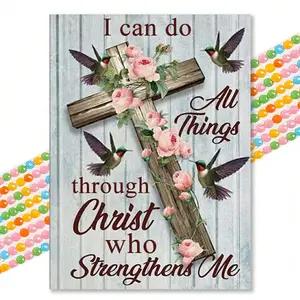 Cross Pattern DIY Diamond Art Painting Without Frame, DIY 5D Diamond Arts Painting Kit, Wall Art Decor For Home Living Room Bedroom, Diamond Painting Kits