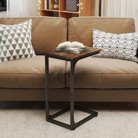 MURAGO C-Shaped Compact End Side Table - 1 Pack, Easy-Glide Sliding Base, Portable Top, Sturdy Wood & Iron Frame, Contemporary Modern Accent Entry/Bedroom Table for Living Room Sofa Laptop Use, Multiple Colors Available, Entry Table