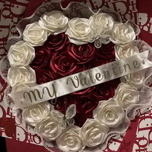 30 count Accession Bouquet with My Valentine Sash and Red & White Roses for Romantic Occasions Gift