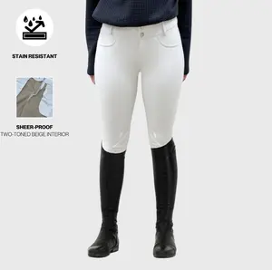 Water Resistant Lined Competition Breech with Beige Interior 4-way Stretch Reflective Logo Deep Pockets & Silicone Patches