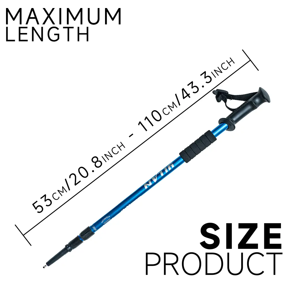 Aluminum Alloy Ultralight Walking Trekking Poles Quick Lock System Anti-Shock Telescopic Collapsible Retractable Multi-Function Hiking Camping Mountaining Backpacking Walking Stick 53cm to 110cm Gift for Outdoor man Travel Accessories, 【Summer Sale Deals】
