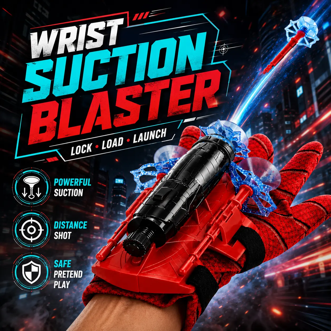 Wrist Launcher Toy for Kids, Durable Spider Silk Superhero Wrist Launcher String Shooter Toy Set, Spider-Man Role Play Costume Prop, Glove Style Action Toy Set, Indoor Outdoor Active Play Gift for Boys Girls, Children's Day/Birthday Gift