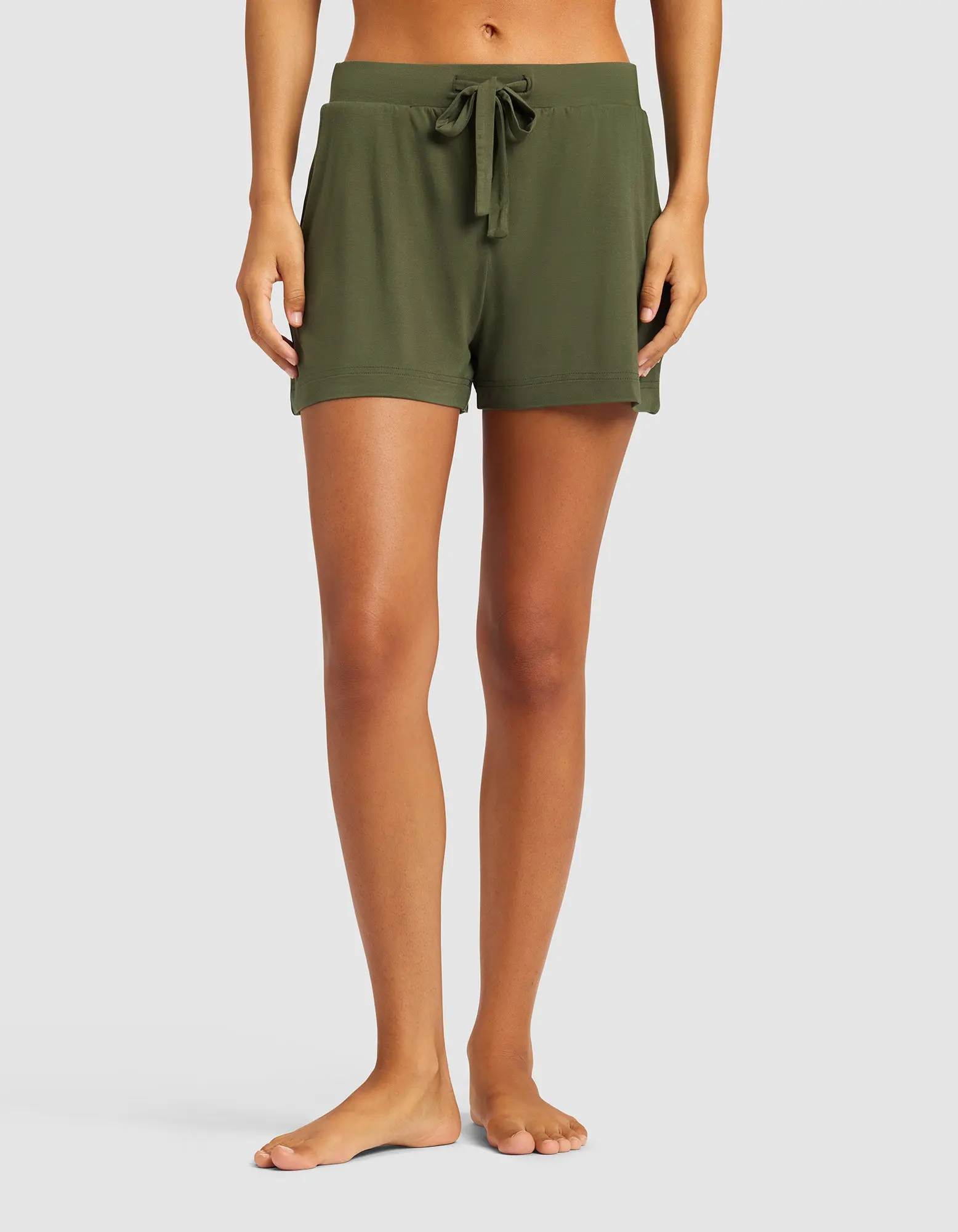 Cozy Earth Women’s Bamboo Stretch-Knit Shorts | Soft Bamboo Viscose Lounge Shorts with Pockets & Drawstring Waist
