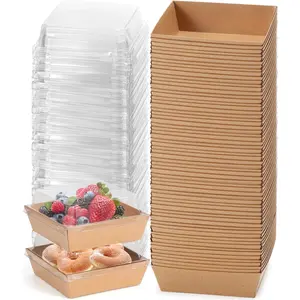 Charcuterie Boxes with Clear , 4.5x4.5 Inches 100 Pack Mini Brown Dessert Boxes Disposable Square Bakery Boxes to Go  Containers for , Wedding Party, Valentine, Donuts & Cookies