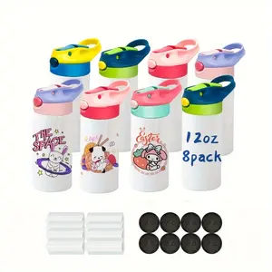 cg 8pcs, 12oz Stainless Steel Sublimation Tumblers, DIY Blank Insulated Cups With Shrink Wrap, Coasters, Christmas Gift Decoration rb