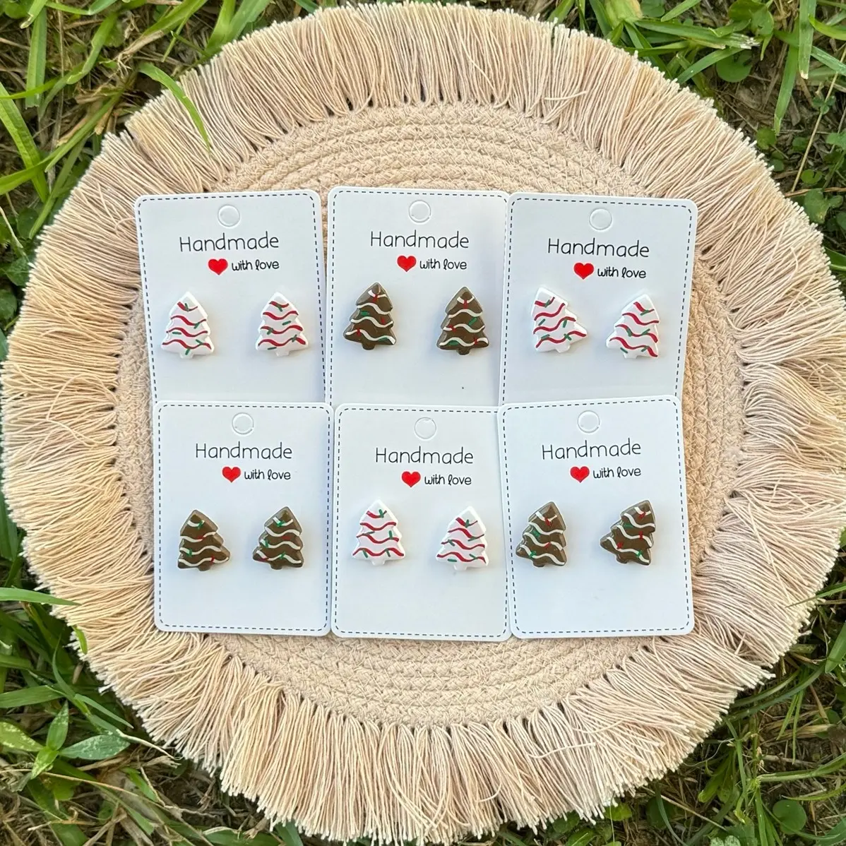 Christmas tree cake inspired earrings