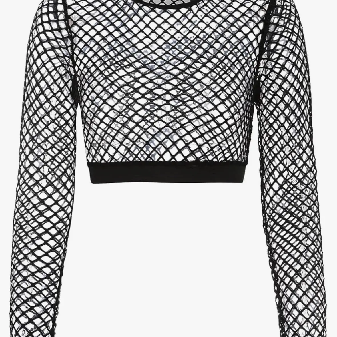 Nihsatin Fishnet Tops for Women Long Sleeve Fishnet Crop Top Clubwear See Through