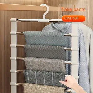 Foldable Pants Hanger Rack Steel, Multi-Layer Foldable Clothes Hanger for Home Closet Organization, Space-Saving Storage Solution