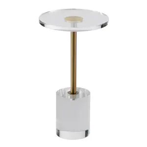 Summervibes VEVOR Clear Acrylic End Table, Acrylic Side Table with a Solid Base, 11.9x 11.9 inch Round Tabletop, 21.4 inch High, for Coffee, Drink, Food, Snack used in Living Room, Bedroom, and Study