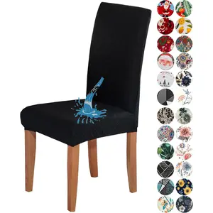 100% Waterproof Chair Covers for Dining Chair Set of 6, Stretchy Soft Parson Chair Covers Removable Washable Dining Room Chair Slipcovers with Elastic for (Black)