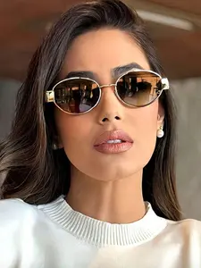 Elliptical Metal Vintage Sunglasses with Retro Frame, Boho Style, All Seasons, Perfect for Street Fashion, Travel, Sports, Parties, Outdoor Activities
