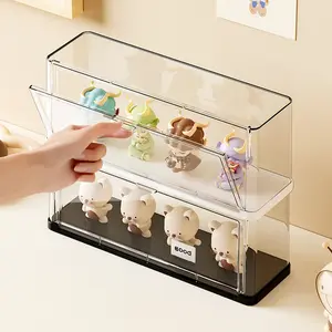 1pcs Stackable Toy Display Container, Dustproof PET Organizer for Blind Box & Doll Collection