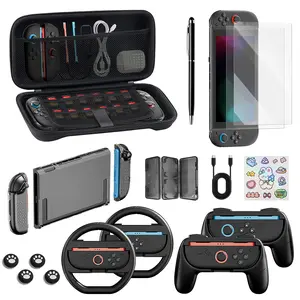 Switch 2 Case for Nintendo Switch 2, 18 in 1 Kit for Switch 2 Gamer, Includes Carrying Case, Screen Protector, Joycon Grips, Steering Wheels, Stylus, Joycon Case, Console Protective Cover