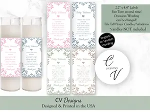 Baby Shower Prayer Candle Labels Baby Shower Prayer Candle Labels