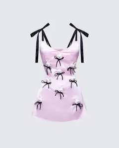 Bunny Pink Bow Tied Slip Dress