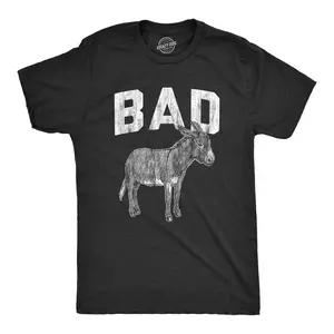 Mens Bad Ass T Shirt Funny Donkey Jackass Sarcastic Graphic Novelty Tee Mens Funny T Shirts Cool Vintage Fashion T-Shirt Gift Classic Menswear Funny Sarcastic Short Sleeve Novelty Tees for Guys Black
