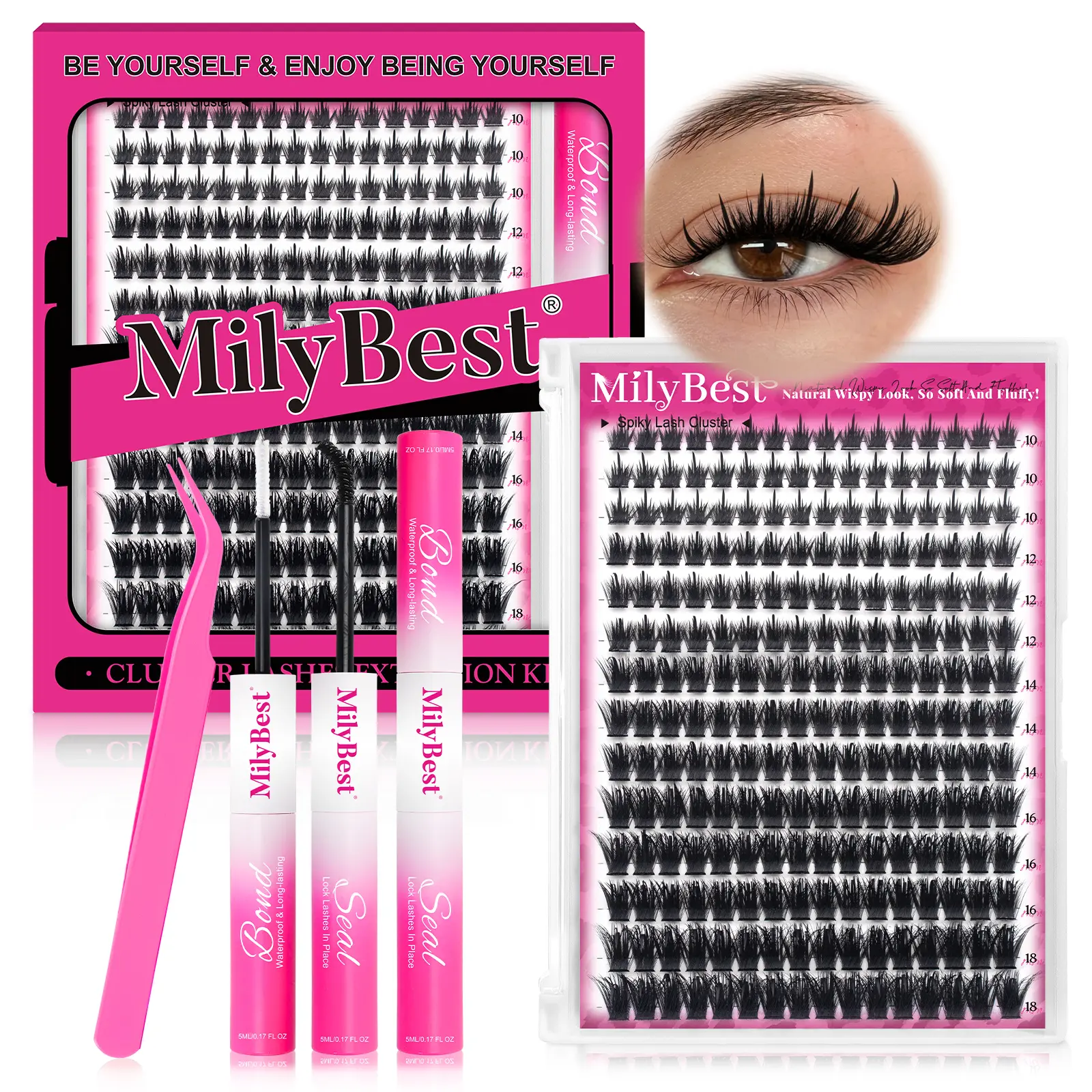 Milybest 100D Wispy Lash Clusters Kit 10–18mm | Natural  D Curl DIY Lash Extensions Soft Individual Cluster Lashes,back to school