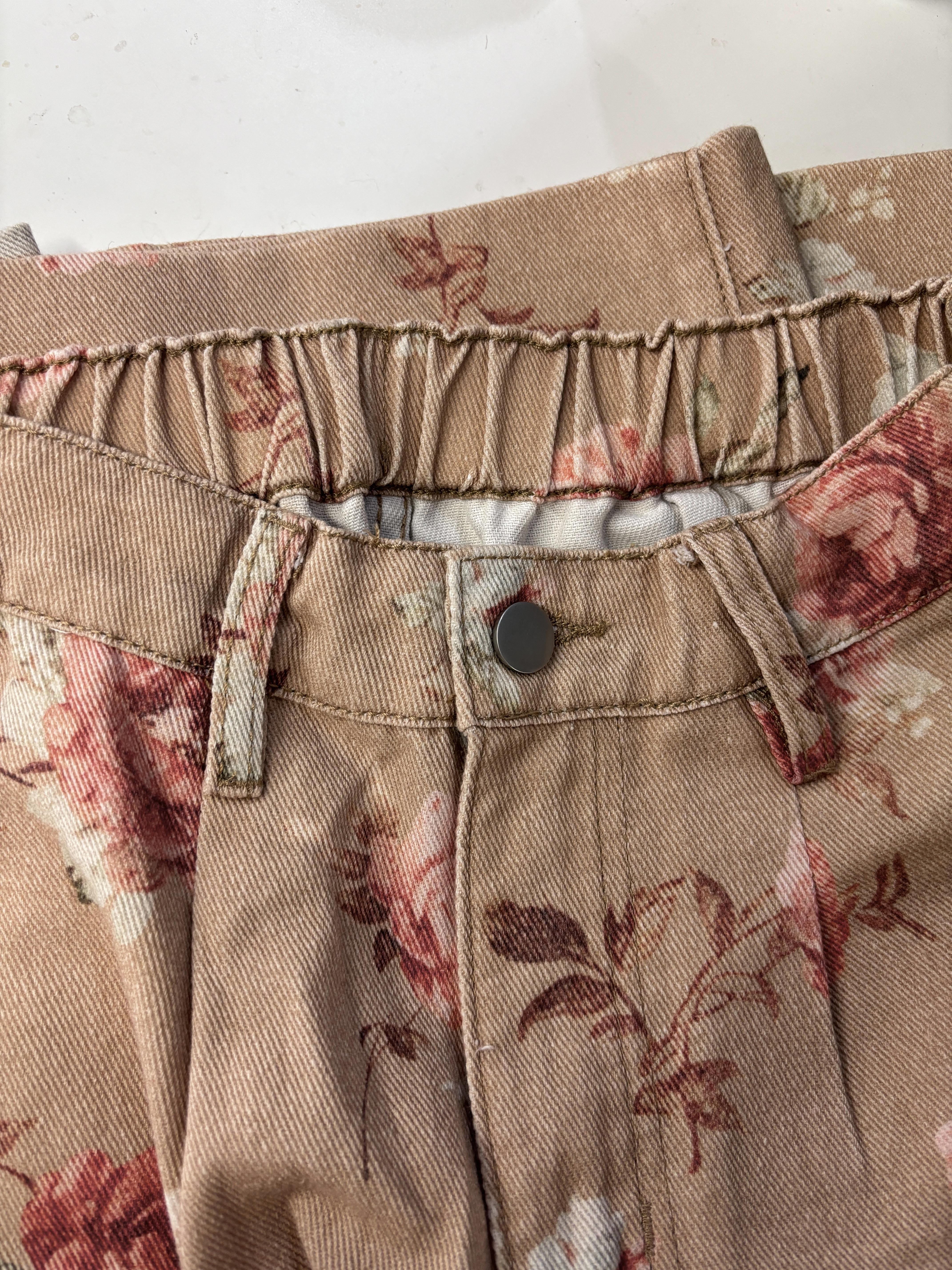 Chouyatou women's mid-rise floral print cropped jeans bohemian loose wide-leg jeans SpringStatements