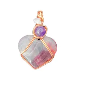 Handmade Natural Candy Flourite Pendant gift trendy