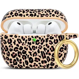 Leopard Cow Print Silicone Case for AirPods Pro 3 with Keychain Soft Case Cover for Women Girls