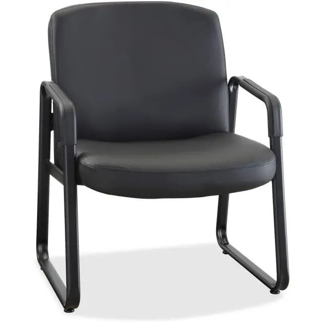 Lorell LLR84587 35 x 26.5 x 27.3 in. Leather Guest Chair, Big & Tall - Black