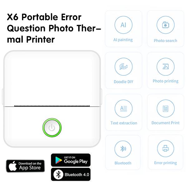 1 Count Portable Mini Printer,USB Rechargeable Bluetooth-compatible Thermal Printer with 5 Rolls Paper, Compatible with IOS & Android, Office Supplies,Pocket Printpod for Phone,Very Suitable for Holiday Gifts,Christmas Gifts,birthday Gifts,children