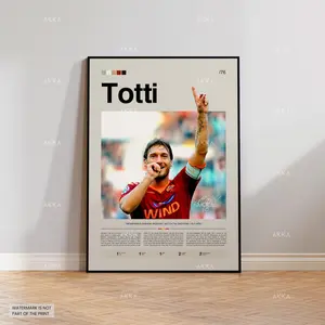 Francesco Totti Poster, Totti Roma Wall Art, Framed Totti Roma Print, Roma Fan Gift Idea, Football Wall Decor, Totti Legend
