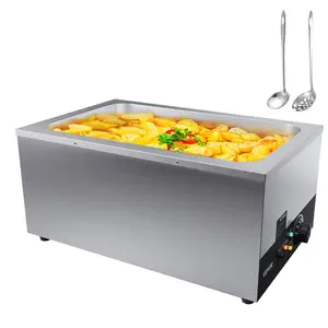 VEVOR Commercial Food Warmer 24QT Bain Marie 1200W Electric Buffet Warmer Soup Warmer Stove Steam Countertop Stainless Steel Container Temperature Control for Parties,  Catering and Restaurant, Silver