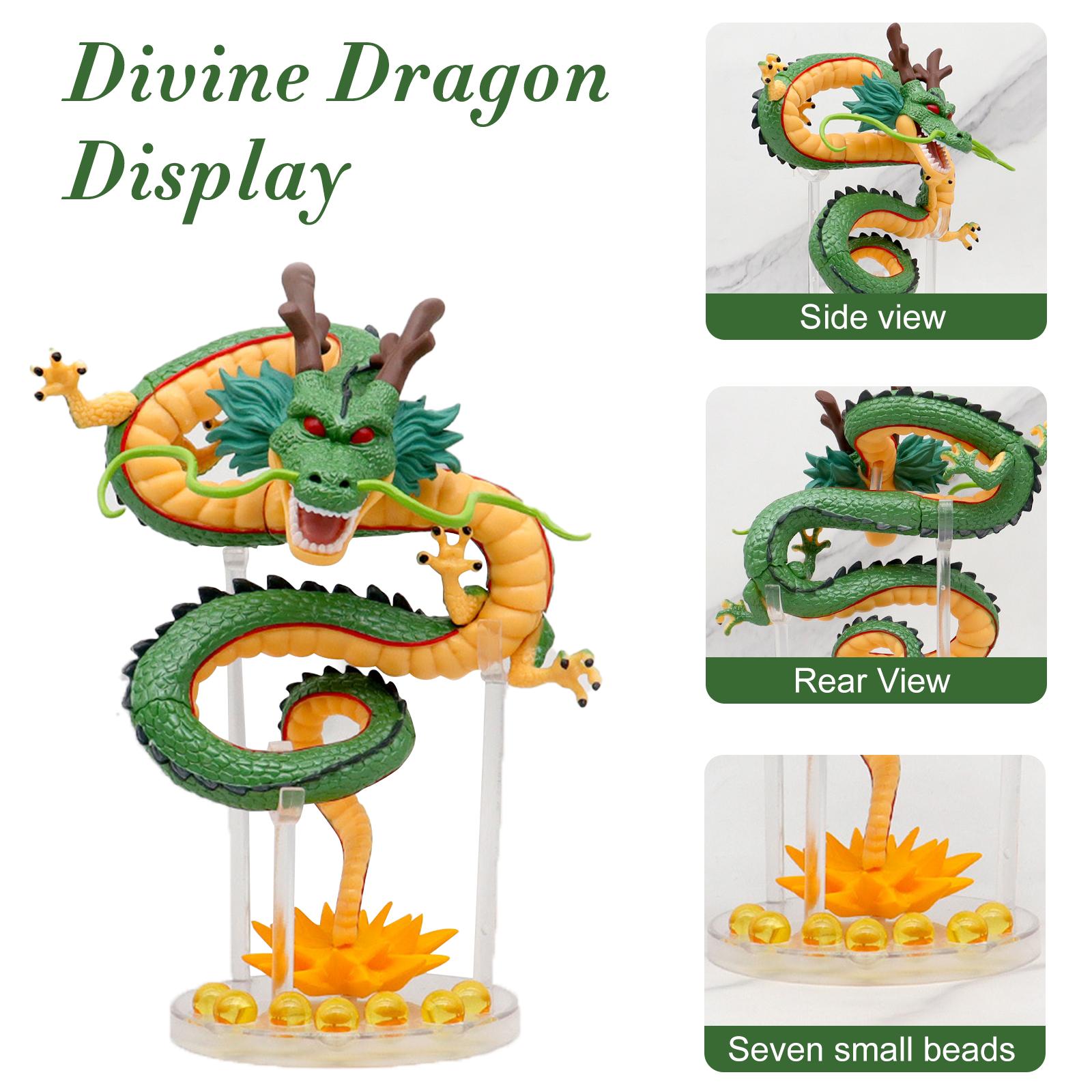 DBZ 15cm Resin Dragon Statue Set, 7 Pcs 3.5cm Star-Patterned Crystal Spheres, Mountain & Acrylic Display Stand, Gift Box Packaged, Lucky Home Decor Ornaments Collectible for Holiday & Business Gifting