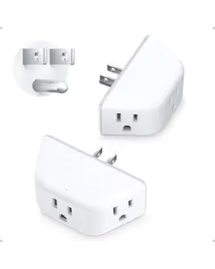 2 Pack Multi Plug Outlet Extend - Electrical Wall Splitter,  Small Multiple Plug Expander for Cruise Ship Home Office Dorm Room, White