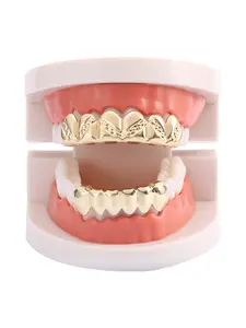 Smooth twill style hip-hop braces set, a must-have accessory for rappers, versatile braces, hip-hop big gold teeth, Tooth Gems