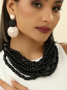 2-Piece Set Multi-Layer Gourd Necklace Earrings, Boho Style, Lightweight and Flowing, Perfect for Parties and Evening Events, Women's Jewelry