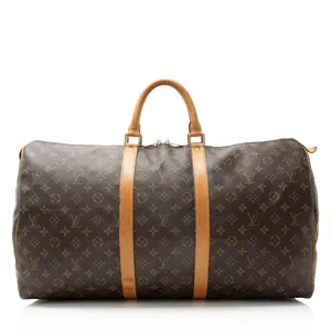 Pre-owned Louis Vuitton Leather Luggage Vintage Monogram Canvas Keepall 55 Duffle