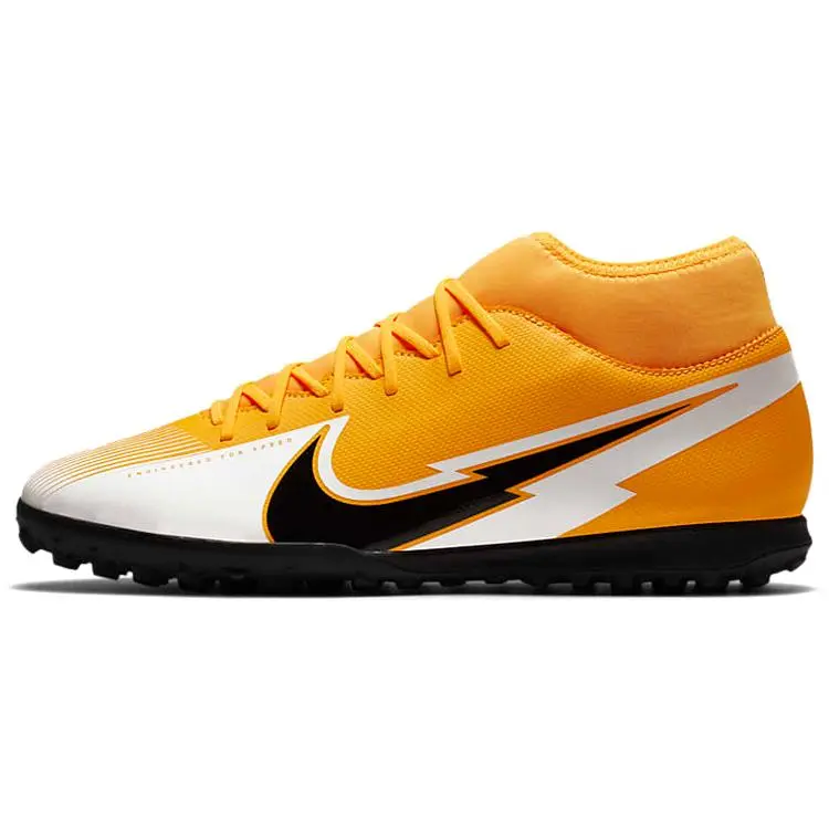 Nike Mercurial Superfly 7 Club TF Synthetic Leather Football Cleats - Turf Shoes, Speed Cleats for Hard & Artificial Grass, Cushioning, Grip, Durability, Unisex Black & Yellow Trending Maison Mihara House White Shoes