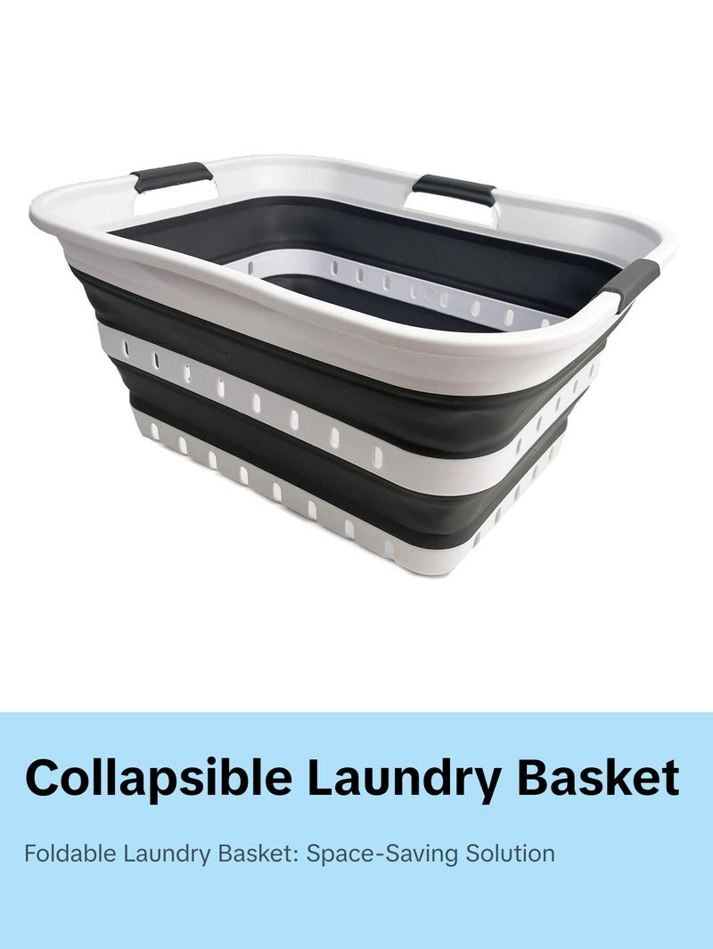 SAMMART Collapsible Plastic Rectangular Laundry Basket - Foldable Pop Up Storage Container/Organizer - Portable Laundry Hamper - Space Saving SAMMART Collapsible Plastic Rectangular Laundry Basket - Foldable Pop Up Storage Container/Organizer - Portable Laundry Hamper - Space Saving