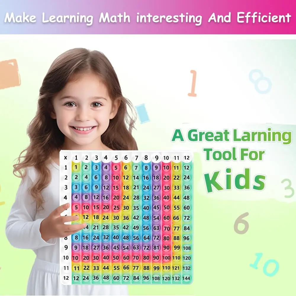 Torlam 12x12 in Silicone Math Board - Unisex Tactile Double-Sided Educational Toy for Ages 4+, 1st-6th Grade Addition, Subtraction, Multiplication, Division Manipulatives Game