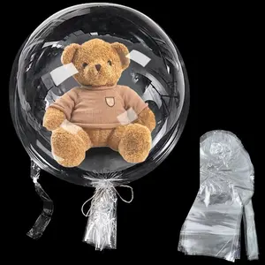 6-Pack Stretched Double-Port Transparent Bobo Balloons: Clear Elastic Round Balloons for Roses & Snacks. Perfect for Romantic Birthday Party Decorations & Event Scene Layout.