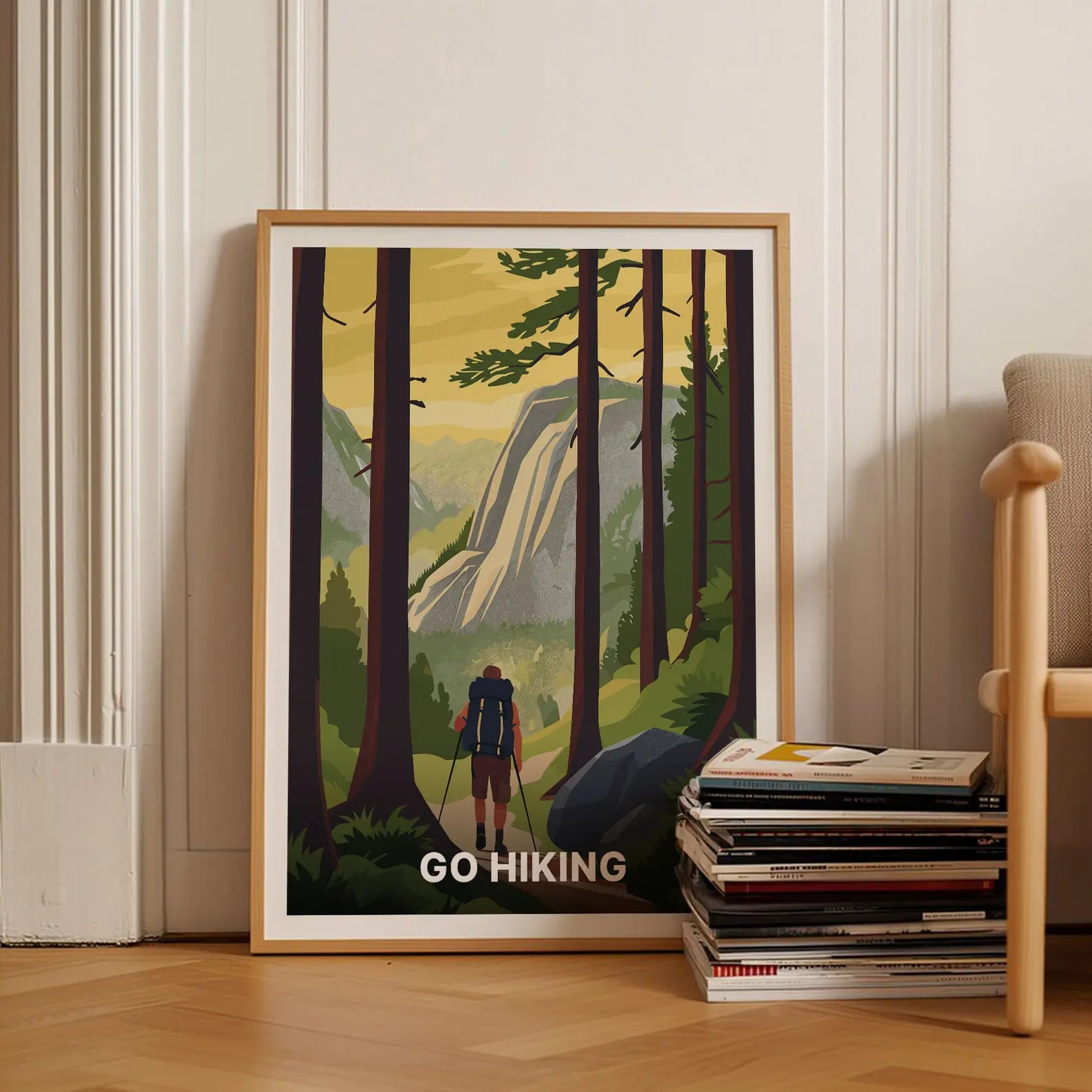Hiking Adventure Poster, Vintage-Inspired Mountain & Nature Wall Art, Outdoor Trail and Camping Decor