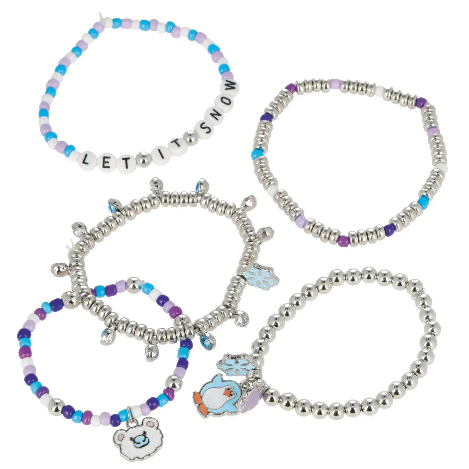 Oriental Trading DIY Winter Stacked Beaded Bracelet Craft Kit - Makes 5