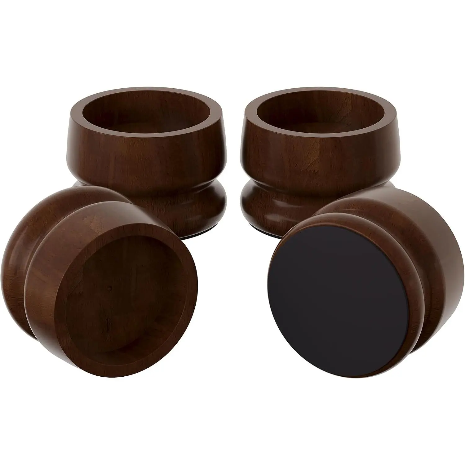 EasyPAG Heavy Duty Bed Risers Wood Furniture Risers for Couch and Desk, 2200LB Capacity Crack-Resistant Bed Lifts for Robot Vacuum and Under Bed Storage, 3 Inch Height 2 Inch Actual Rise, Retro Brown