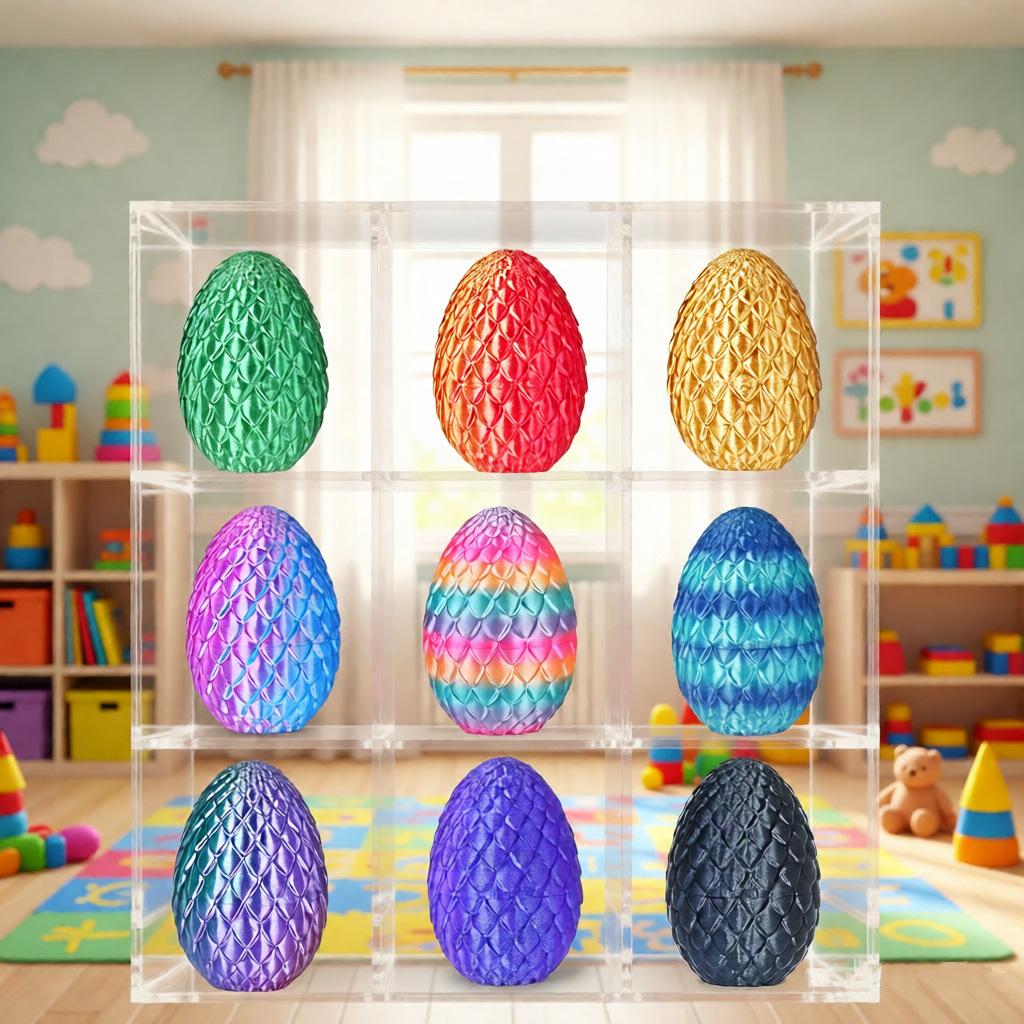 Large Fidget Toy For Stress 15-inch Egg Fidget Toy - Mystery Crystal Design, Easter Basket Stuffer & Collectible 3d Printed Dragon