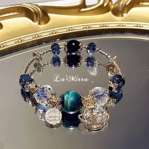 New Gentian Stone Crystal Star Chain Bracelet Blue Sandstone Sweetheart Gorgeous Palace French Luxury Best Friend Hand Jewllery