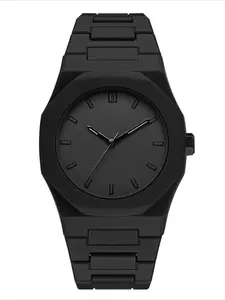 Fashion Plastic Strap Minimalist Design  Graduated Casual Round Dial Men's Casual Quartz Watch