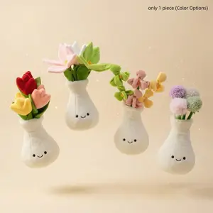 Tulip Potted Plush Toy Flower Arrangement Figurine Gift, Soft Stuffed Animal Decoration, Perfect Present for Friends and Family
