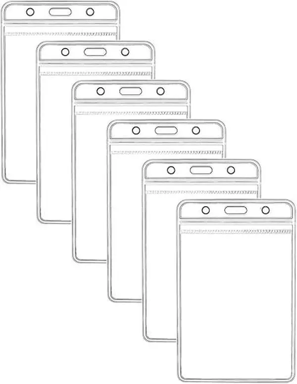 5 Vertical ID Badge Holders Sealable Waterproof Clear Plastic Holder, Fits RFID Proximity Badge Swipe Cards and Credit Cards, Tear Resistant Vinyl Reusable Flexible