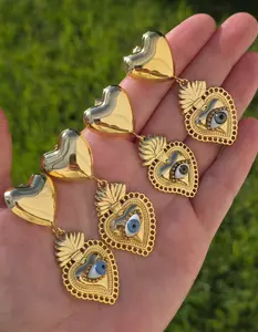 18k gold plated evil eye earrings