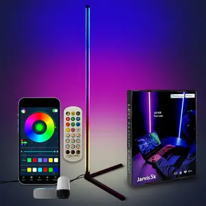 Jarvis3k Smart LED Corner Floor Lamp Double Sided, RGB 16 Million DIY Colors, Music Sync, Perfect for Any Room Any Time.